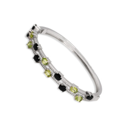 Brazalete Plata 1º Ley 925mls Olivina-Obsidiana