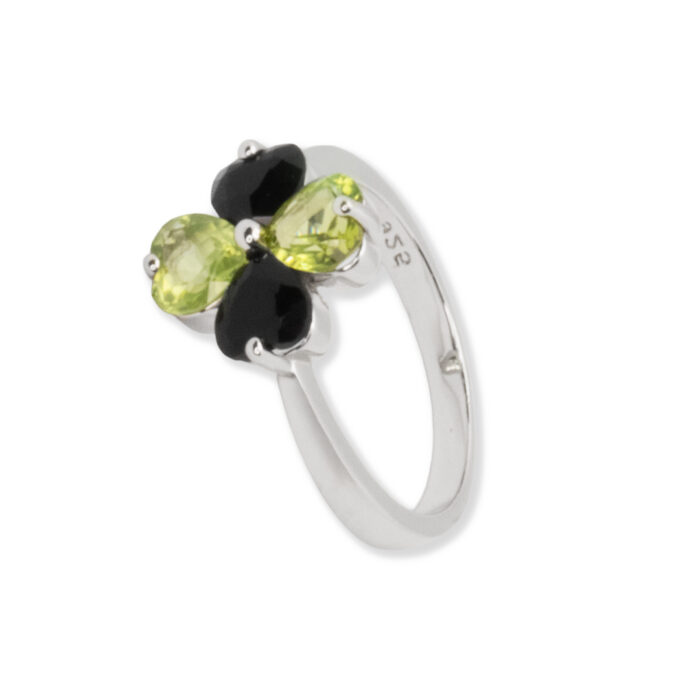 Anillo Plata 1º Ley 925mls Olivina-Obsidiana - Imagen 1