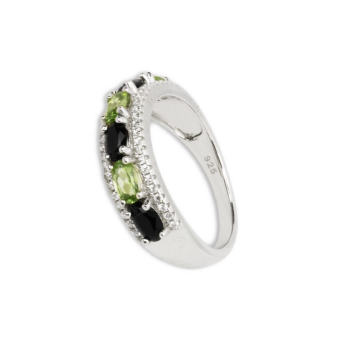 Anillo Plata 1º Ley 925mls Olivina-Obsidiana - Imagen 1