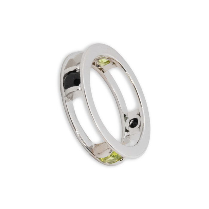 Anillo Plata 1º Ley 925mls Olivina-Obsidiana - Imagen 1