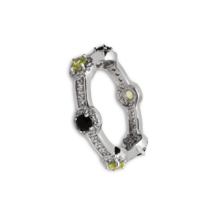 Anillo Plata 1º Ley 925mls Olivina-Obsidiana - Imagen 1