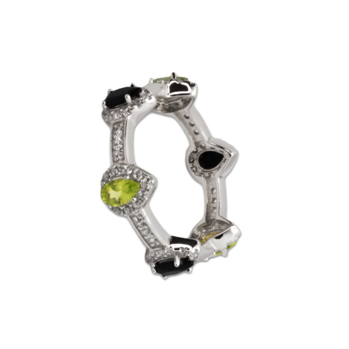 Anillo Plata 1º Ley 925mls Olivina-Obsidiana - Imagen 1