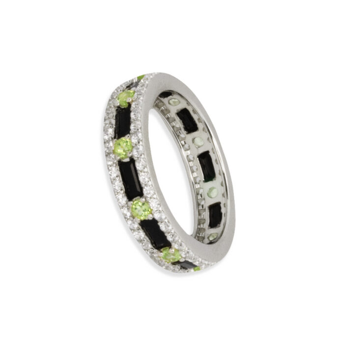 Anillo Plata 1º Ley 925mls Olivina-Obsidiana - Imagen 1