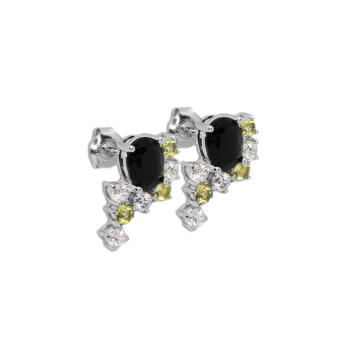 Pendiente Plata 1º Ley 925mls Olivina-Obsidiana - Imagen 1