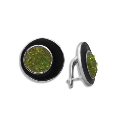 Pendiente Plata 1º Ley 925mls Olivina-Obsidiana