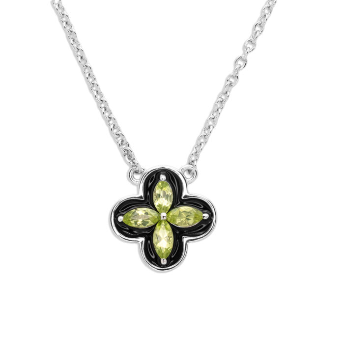 Collar Plata 1º Ley 925mls Olivina-Obsidiana - Imagen 1