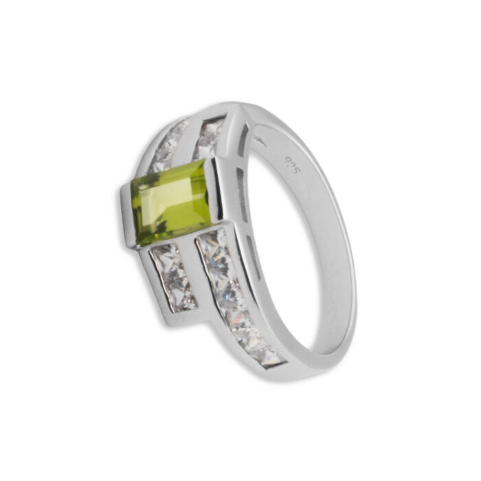 Anillo Plata 1ª Ley 925mls Olivina - Imagen 1