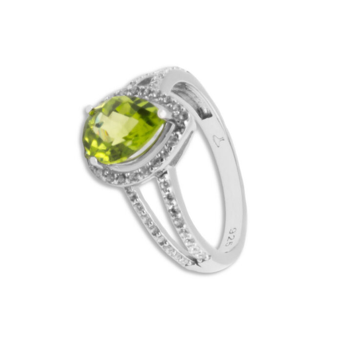 Anillo Plata 1ª Ley 925mls Olivina - Imagen 1