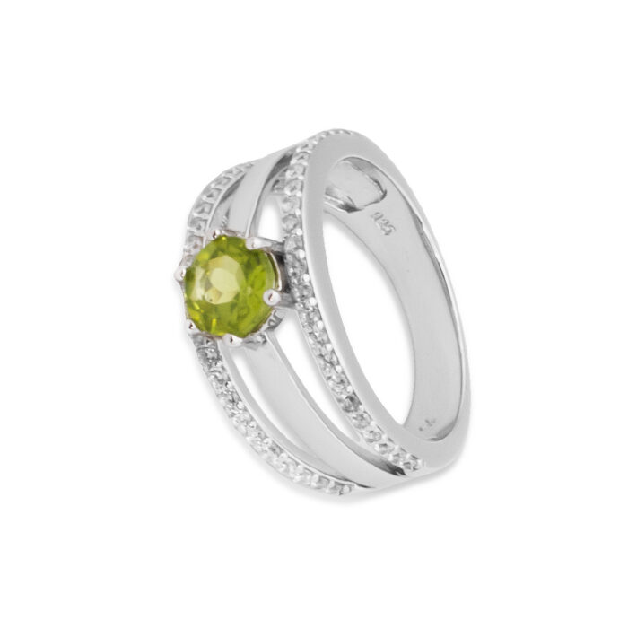 Anillo Plata 1ª Ley 925mls Olivina - Imagen 1