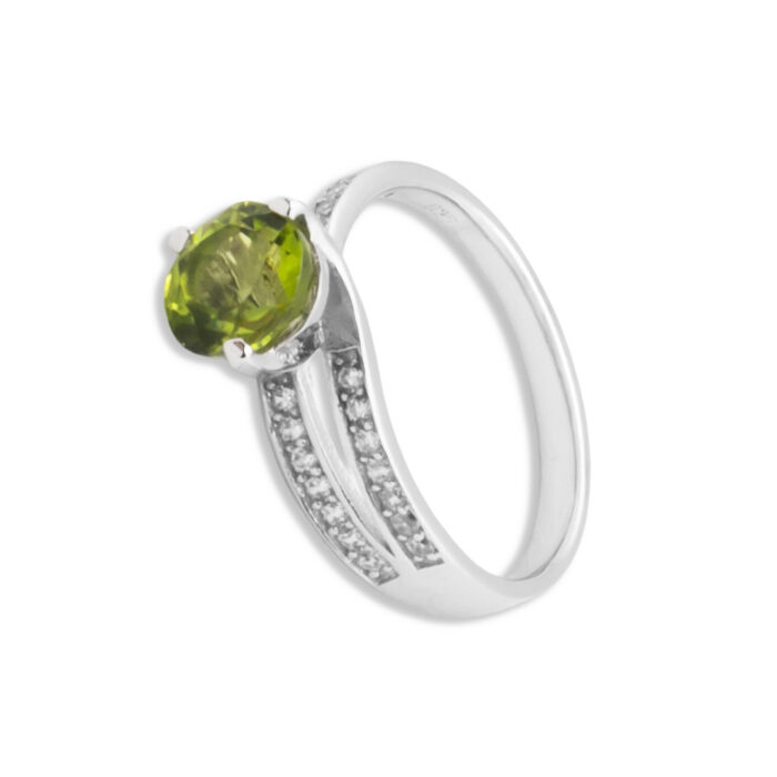 Anillo Plata 1ª Ley 925mls Olivina - Imagen 1