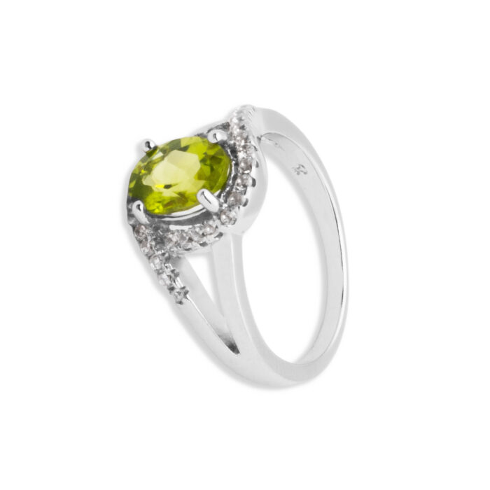 Anillo Plata 1ª Ley 925mls Olivina - Imagen 1