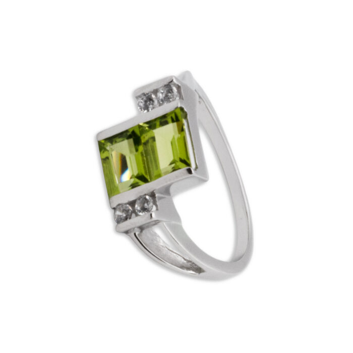 Anillo Plata 1ª Ley 925mls Olivina - Imagen 1