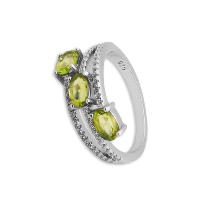 Anillo Plata 1ª Ley 925mls Olivina - Imagen 1