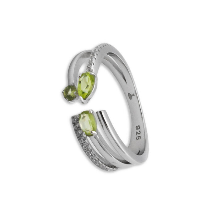 Anillo Plata 1ª Ley 925mls Olivina - Imagen 1