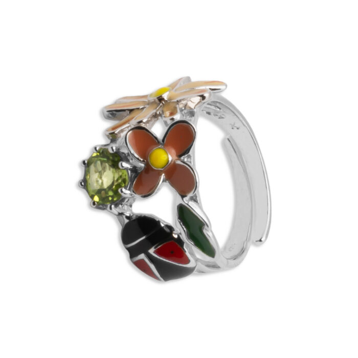 Anillo Plata 1ª Ley 925mls Olivina - Imagen 1