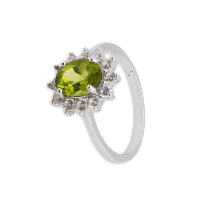 Anillo Plata 1ª Ley 925mls Olivina - Imagen 1