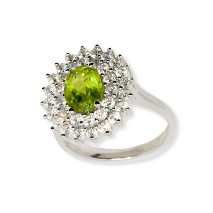 Anillo Plata 1ª Ley 925mls Olivina - Imagen 1