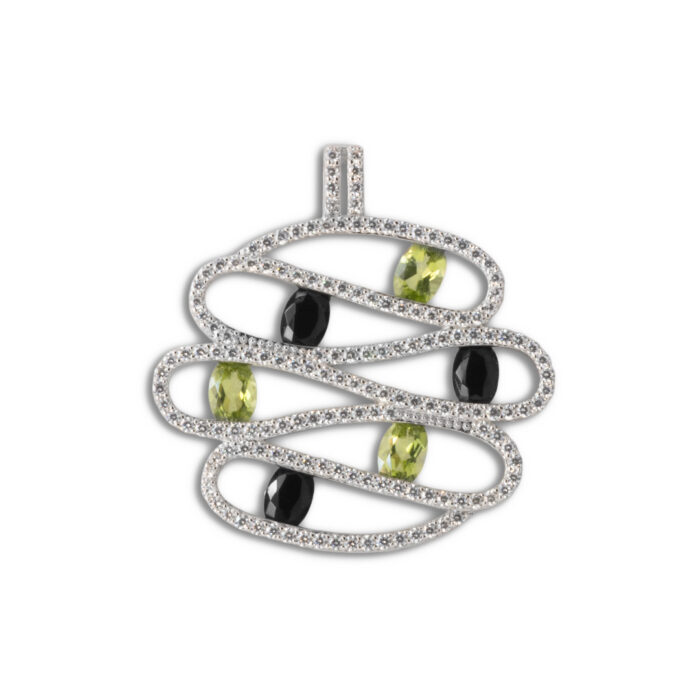 Colgante Plata 1ª Ley 925mls Olivina-Obsidiana - Imagen 1