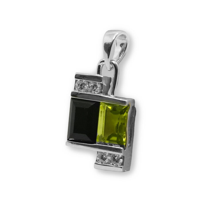 Colgante Plata 1ª Ley 925mls Olivina-Obsidiana - Imagen 1