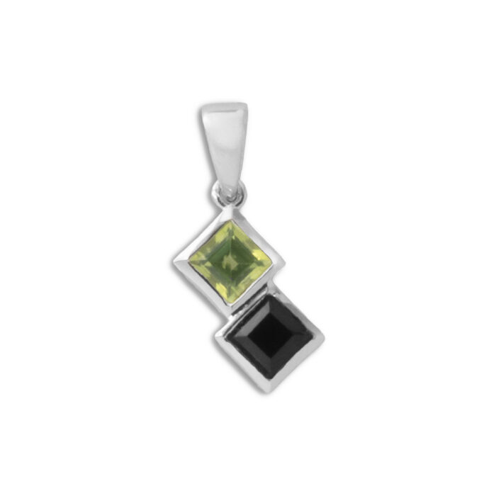 Colgante Plata 1ª Ley 925mls Olivina-Obsidiana - Imagen 1