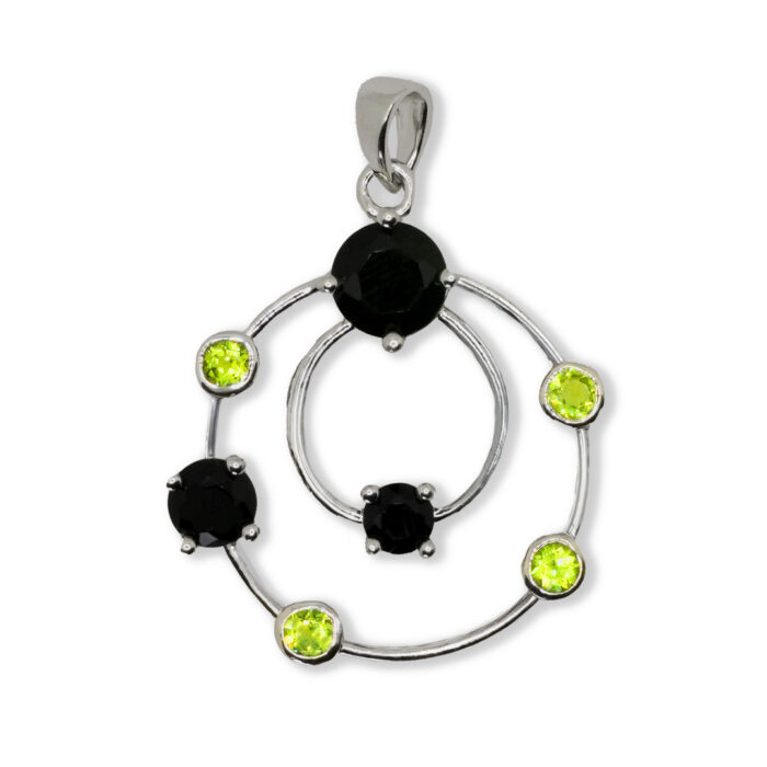 Colgante Plata 1ª Ley 925mls Olivina-Obsidiana - Imagen 1