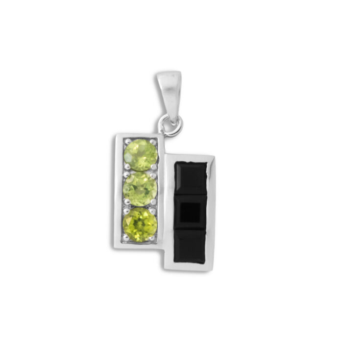 Colgante Plata 1ª Ley 925mls Olivina-Obsidiana - Imagen 1