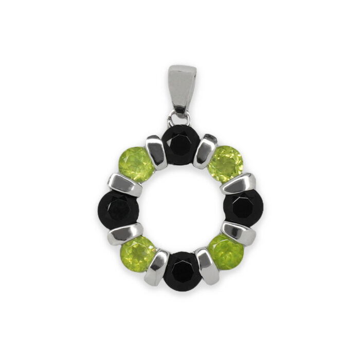 Colgante Plata 1ª Ley 925mls Olivina-Obsidiana - Imagen 1
