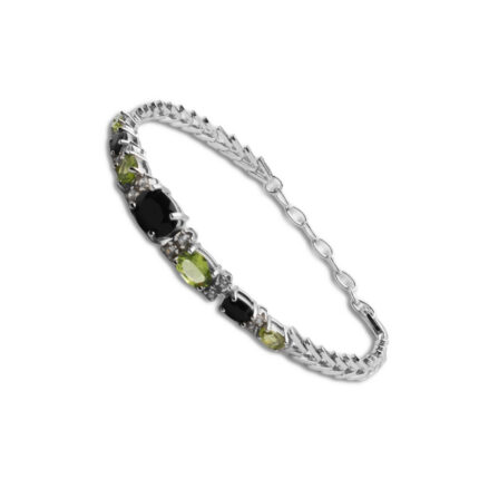 Brazalete Plata 1ª Ley 925mls Olivina-Obsidiana