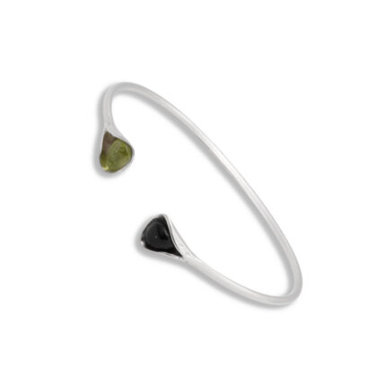 Brazalete Plata 1ª Ley 925mls Olivina-Obsidiana
