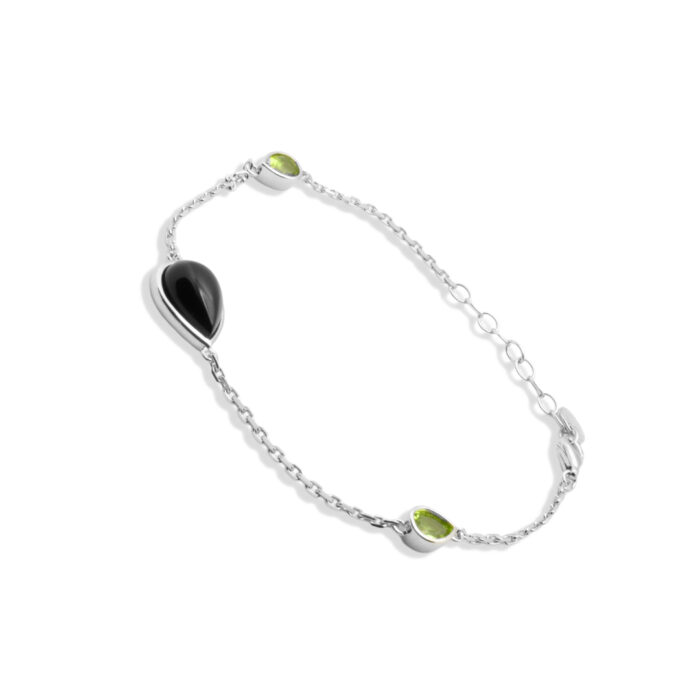 Brazalete Plata 1ª Ley 925mls Olivina-Obsidiana - Imagen 1