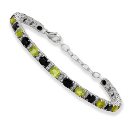Brazalete Plata 1ª Ley 925mls Olivina-Obsidiana