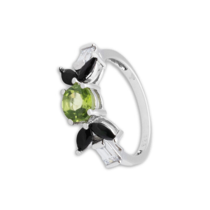 Anillo Plata 1ª Ley 925mls Olivina-Obsidiana - Imagen 1