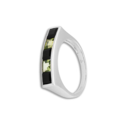 Anillo Plata 1ª Ley 925mls Olivina-Obsidiana