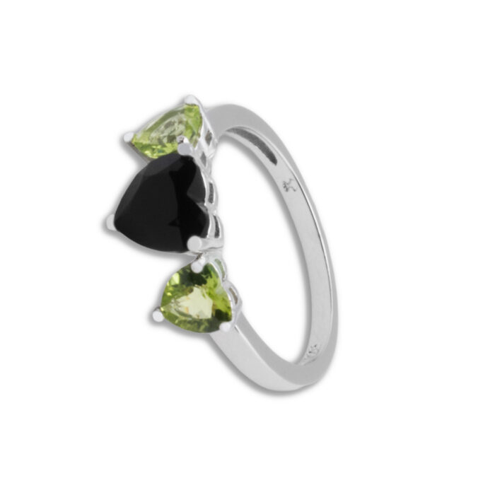 Anillo Plata 1ª Ley 925mls Olivina-Obsidiana - Imagen 1