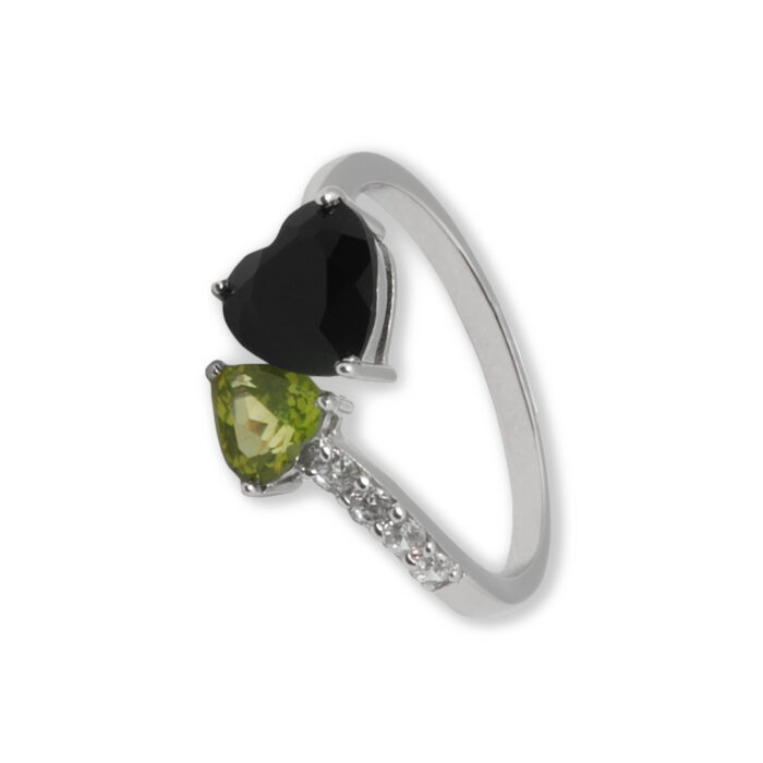Anillo Plata 1ª Ley 925mls Olivina-Obsidiana - Imagen 1
