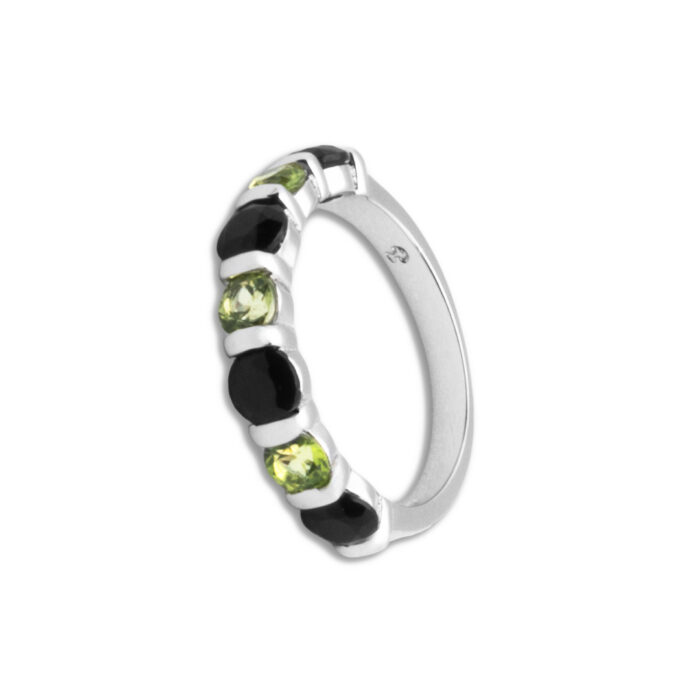 Anillo Plata 1ª Ley 925mls Olivina-Obsidiana - Imagen 1