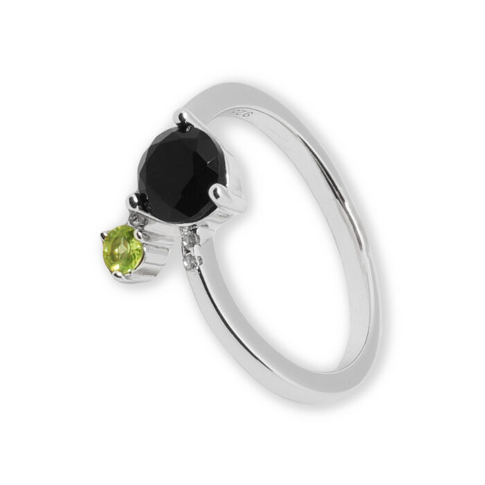 Anillo Plata 1ª Ley 925mls Olivina-Obsidiana - Imagen 1