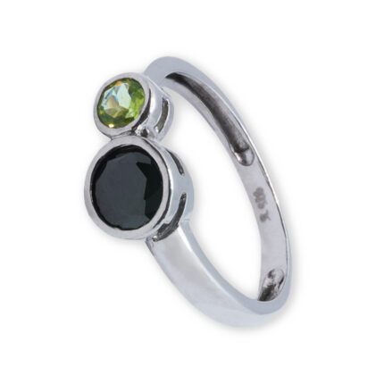 Anillo Plata 1ª Ley 925mls Olivina-Obsidiana