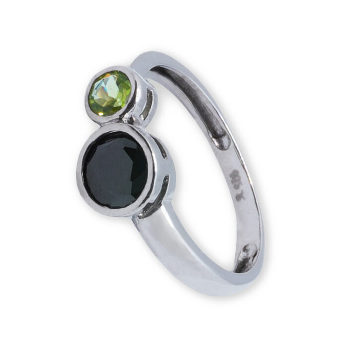 Anillo Plata 1ª Ley 925mls Olivina-Obsidiana - Imagen 1