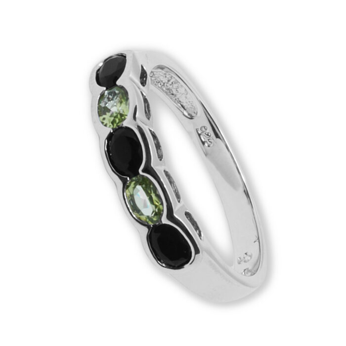 Anillo Plata 1ª Ley 925mls Olivina-Obsidiana - Imagen 1