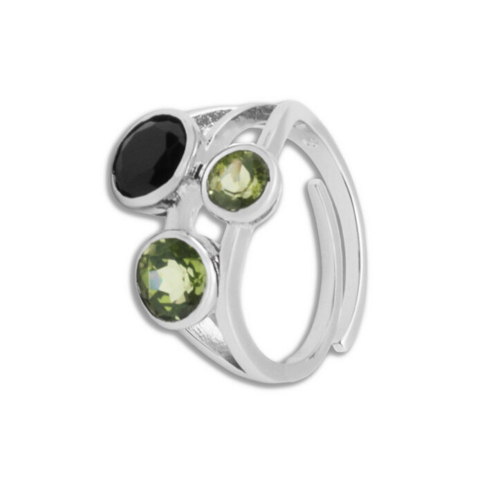 Anillo Plata 1ª Ley 925mls Olivina-Obsidiana - Imagen 1
