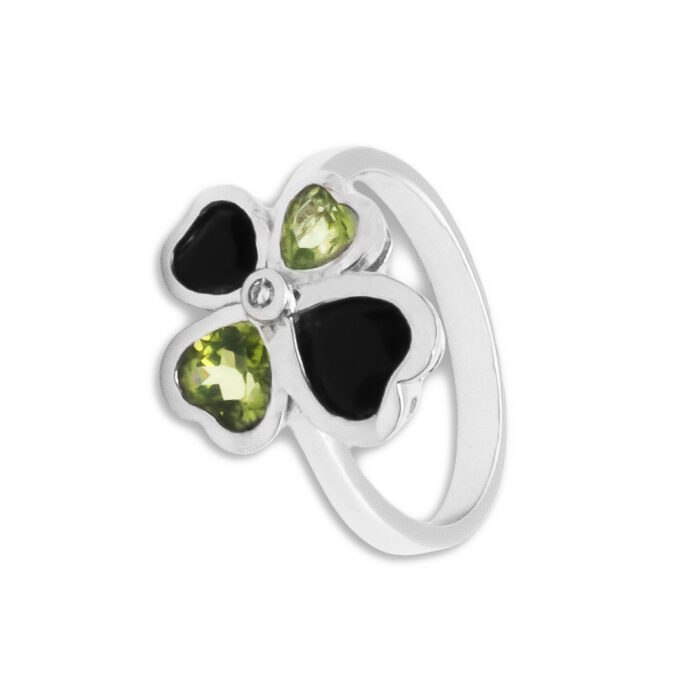 Anillo Plata 1ª Ley 925mls Olivina-Obsidiana - Imagen 1