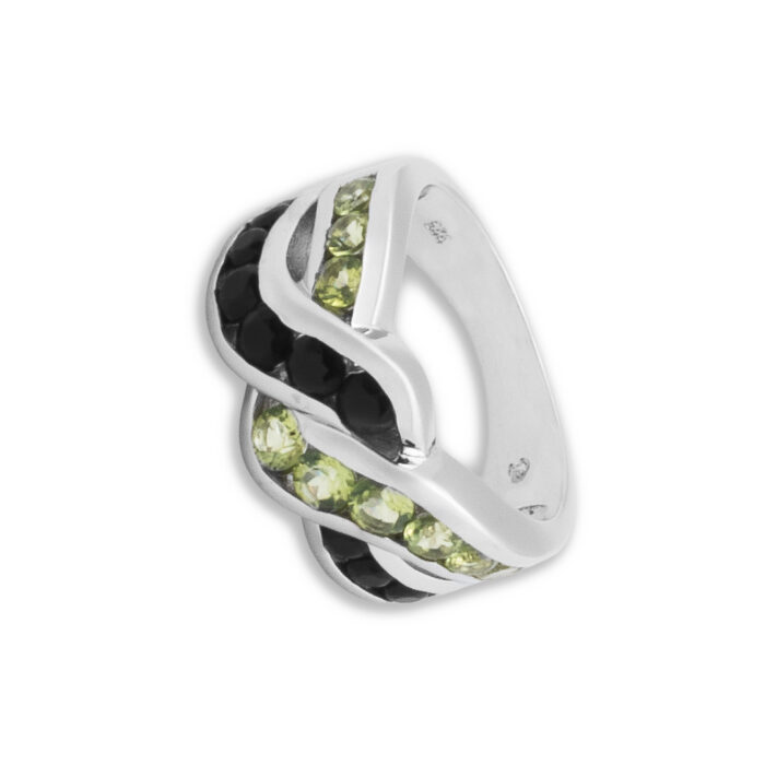 Anillo Plata 1ª Ley 925mls Olivina-Obsidiana - Imagen 1