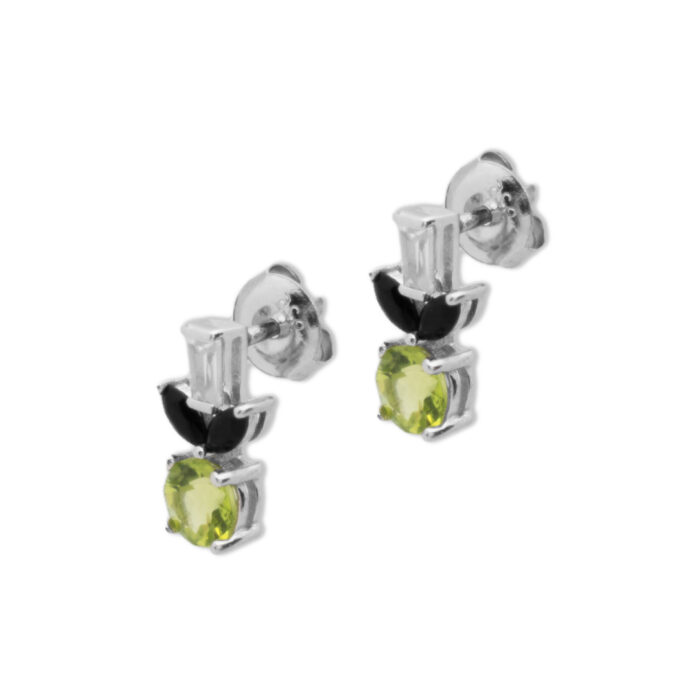 Pendiente Plata 1ª Ley 925mls Olivina-Obsidiana - Imagen 1