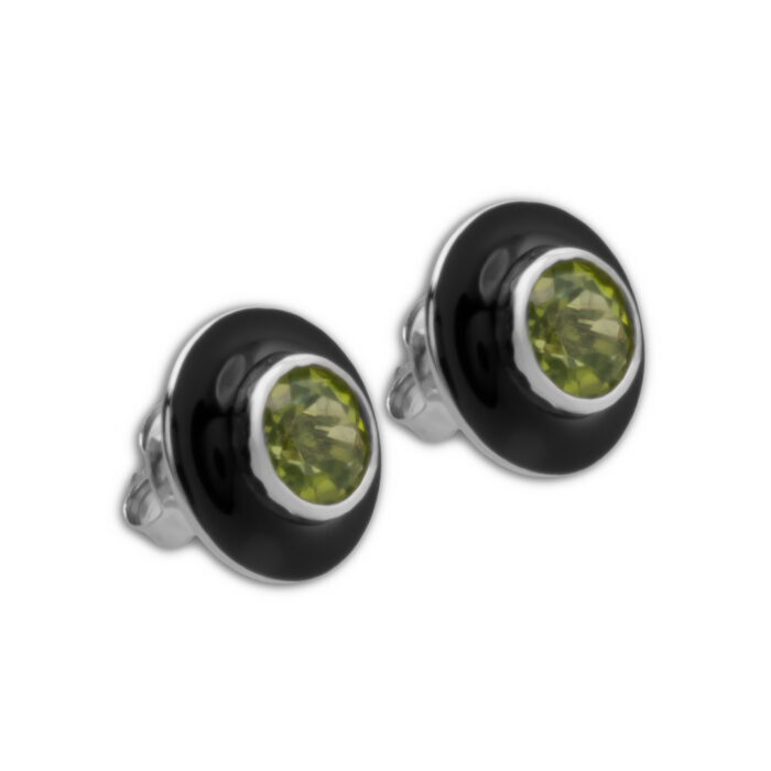 Pendiente Plata 1ª Ley 925mls Olivina-Obsidiana - Imagen 1