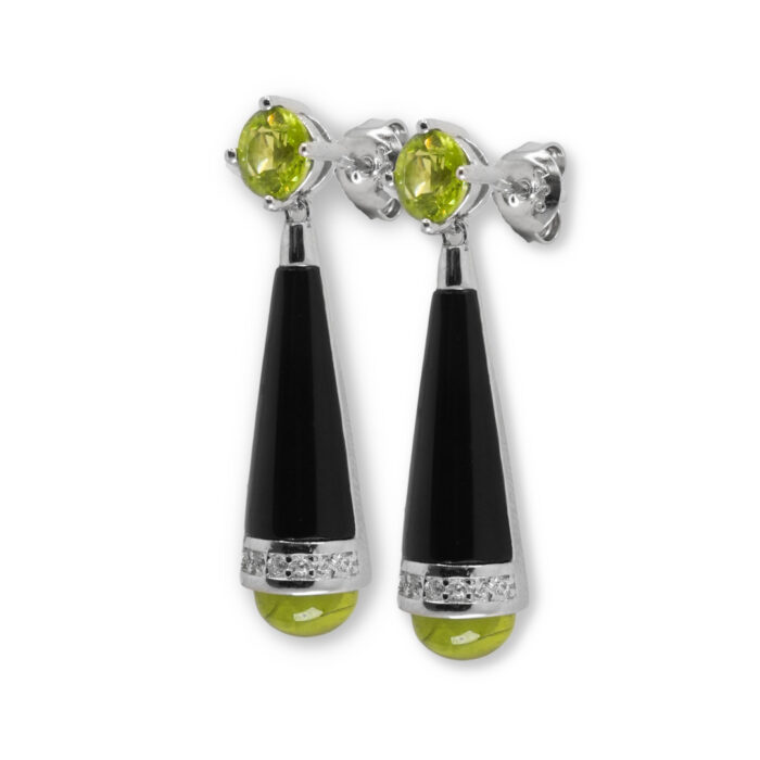 Pendiente Plata 1ª Ley 925mls Olivina-Obsidiana - Imagen 1