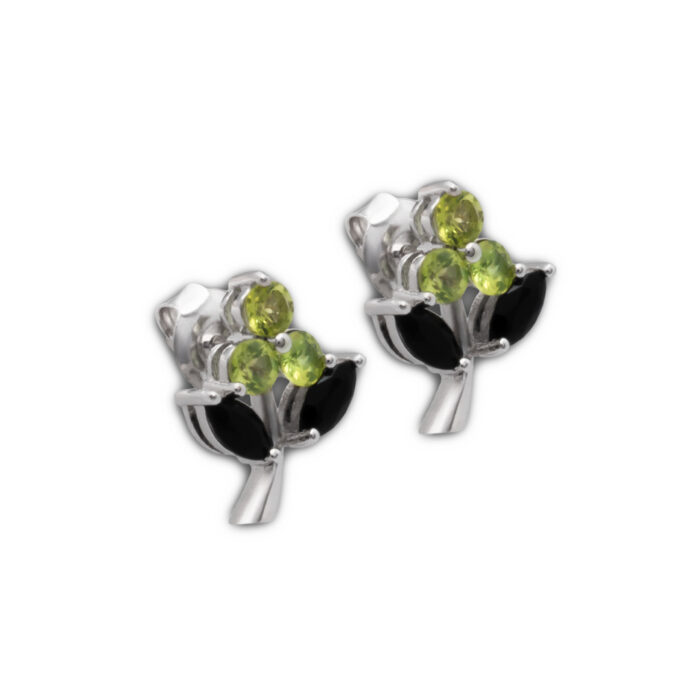 Pendiente Plata 1ª Ley 925mls Olivina-Obsidiana - Imagen 1