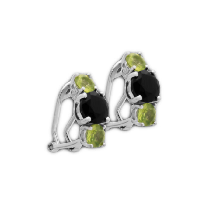 Pendiente Plata 1ª Ley 925mls Olivina-Obsidiana - Imagen 1