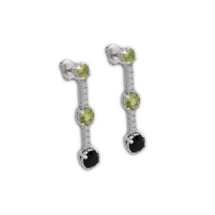 Pendiente Plata 1ª Ley 925mls Olivina-Obsidiana