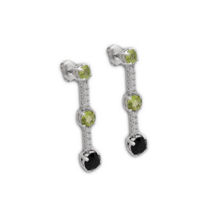 Pendiente Plata 1ª Ley 925mls Olivina-Obsidiana - Imagen 1